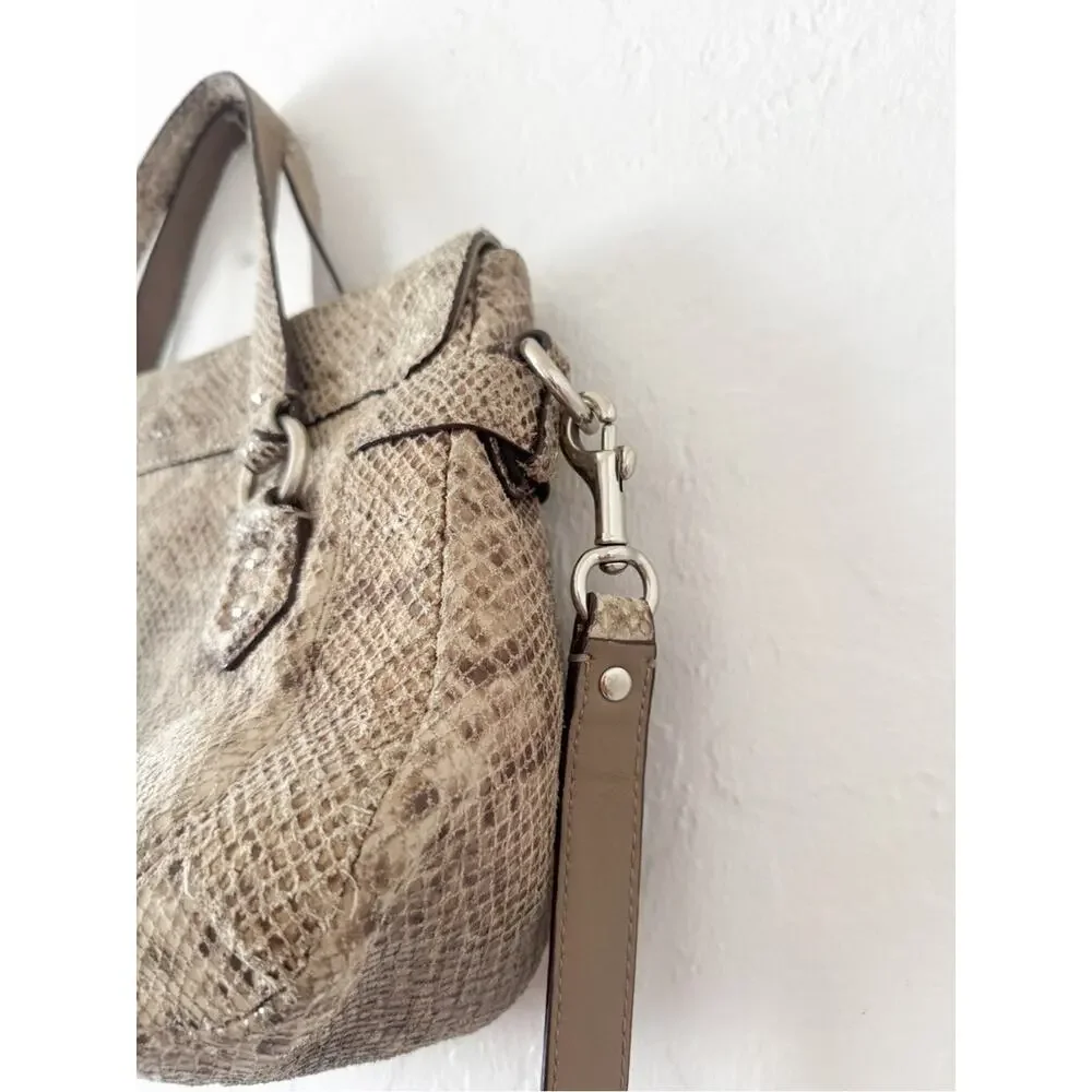 Coach Campbell Snakeskin Leather Medium Flap Crossbody Shoulder Satchel Bag